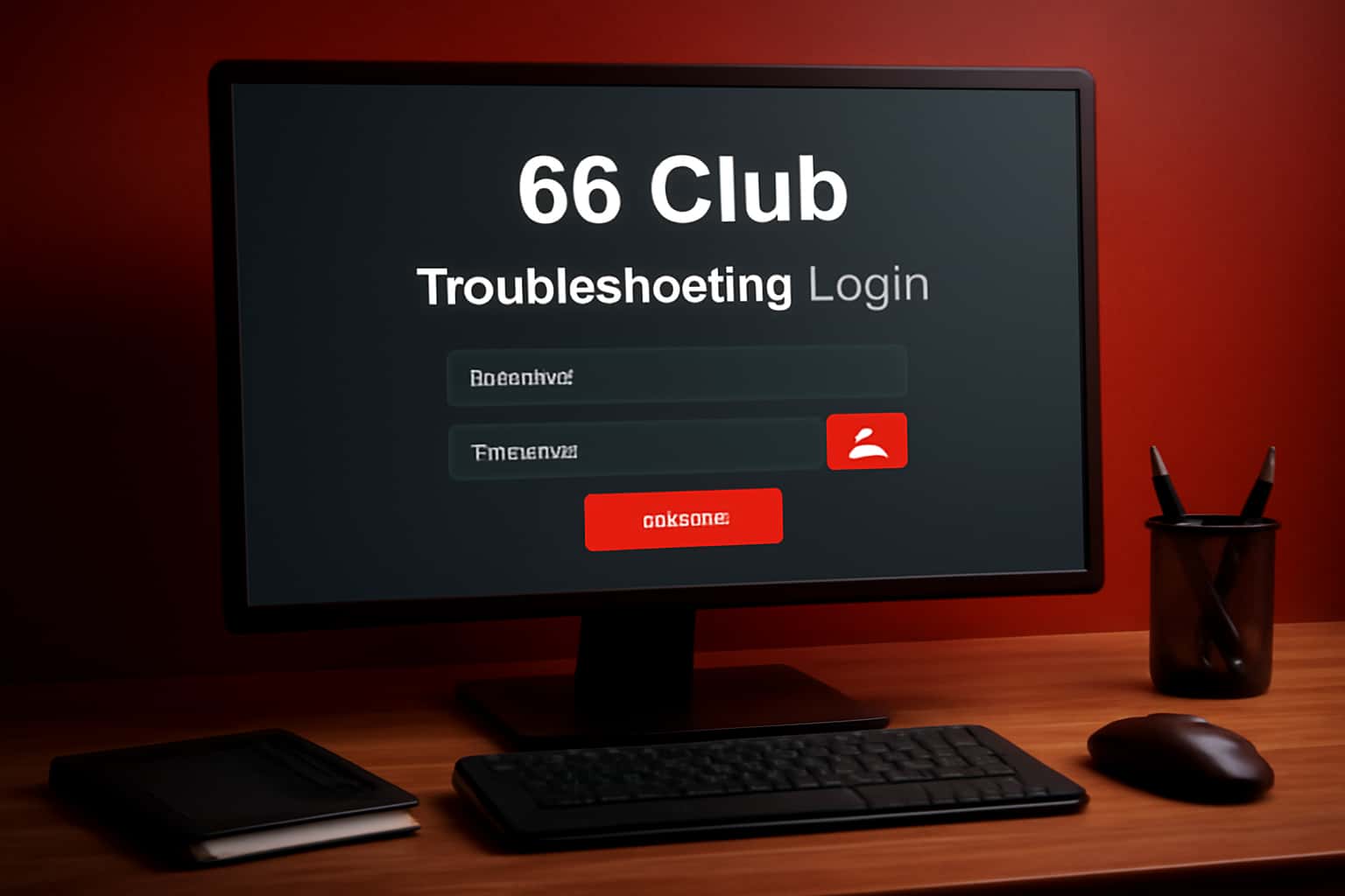A high-tech illustration representing login troubleshooting for 66 Club.